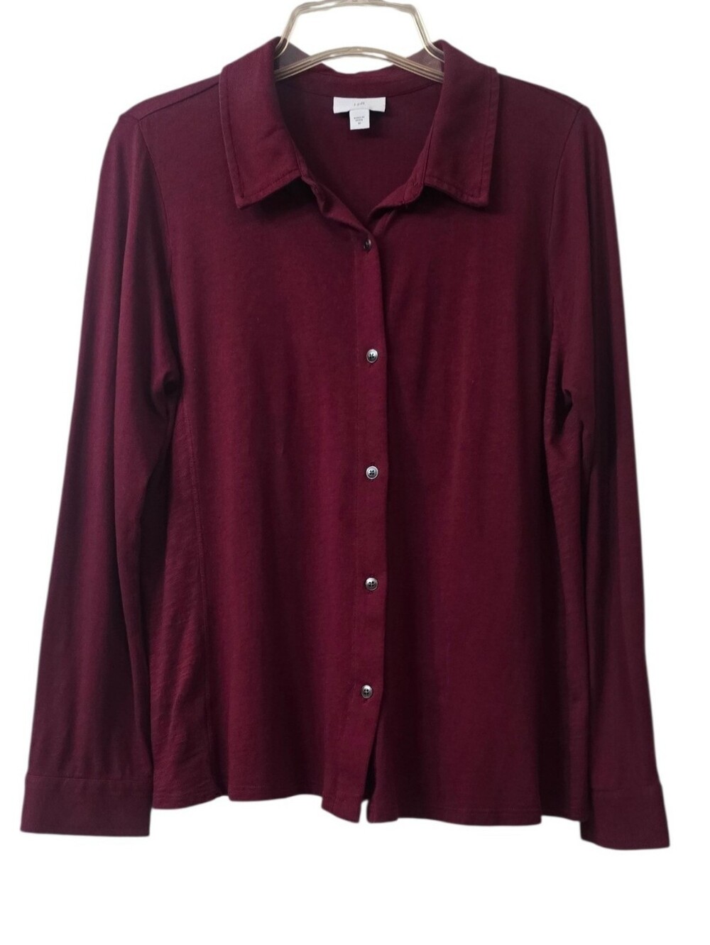 J. Jill Women's Button-Up Shirt Burgundy Long Sleeve Size M